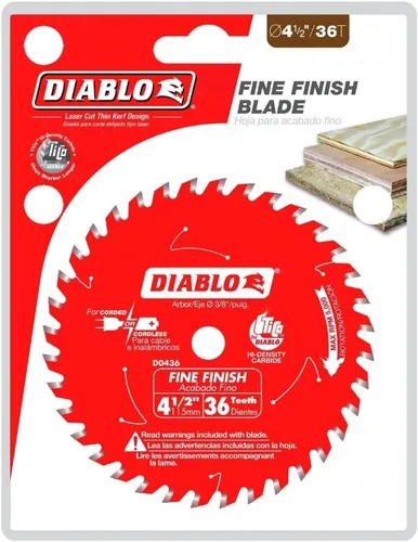 Vista 2 de Freud D0436X Diablo hoja de sierra de 36 dientes ATB sin cuerda, 4 3/8 pulgadas con rosca de 20 mm y reductor de arbustos de 3/8 pulgada