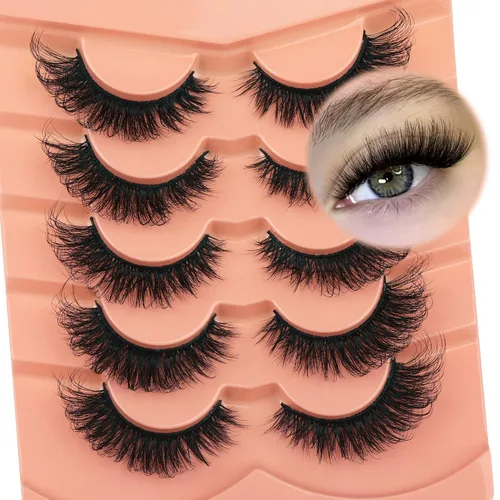 Vista 10 de TOOCHUNAG - Pestañas postizas esponjosas 8D de 20mm, pelo de visón sintético, pestañas naturales, gruesas, con volumen, ojo de gato, paquete de 7