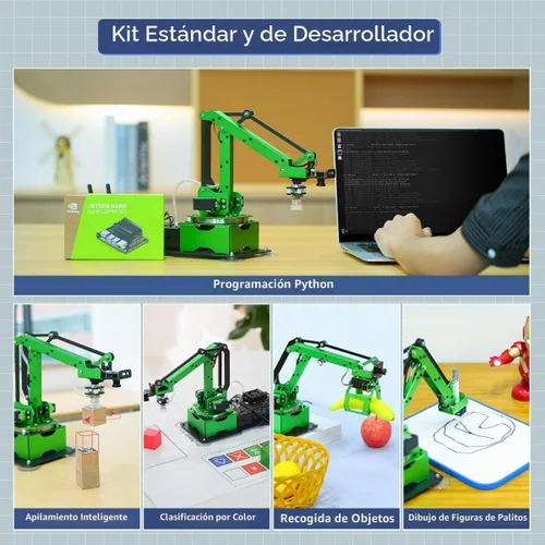 Vista 3 de LewanSoul JetMax - Brazo robótico para Jetson Nano AI Vision ROS Open Source programable Robot Arm Kit con 4 tipos de sensores de cámara de agarre