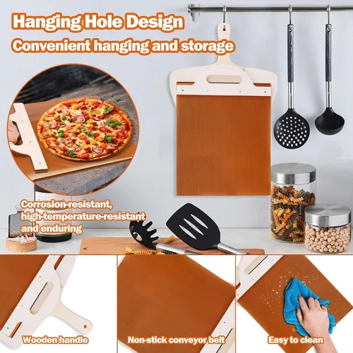 Vista 5 de XANGNIER Pala deslizante de pizza, la cáscara de pizza que transfiere perfectamente la pizza, pizza súper mágica, pala de pizza inteligente