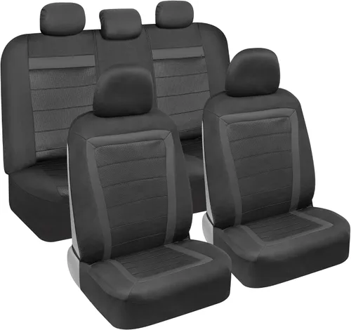 Vista 9 de BDK carXS Monaco - Juego completo de fundas para asiento de auto, fundas de asiento delantero beige de tres tonos con funda de asiento trasero