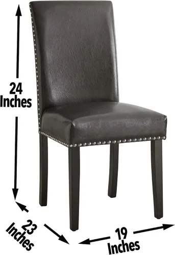 Vista 3 de Steve Silver Furniture Verano - Juego de 2 sillas laterales tapizadas grises, estilo contemporáneo, ribete de cabeza de clavo, asiento de espuma