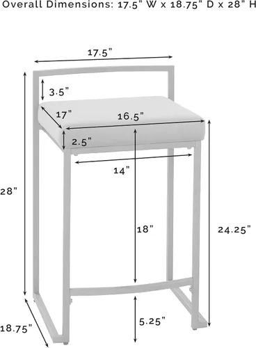 Vista 3 de Crosley Furniture Harlowe - Juego de 2 taburetes de bar tapizados con altura de mostrador, cocina y comedor, crema y dorado