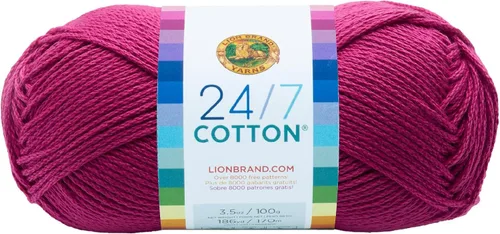 Vista 102 de Lion Brand Yarn - Hilo ligero 24/7 de algodón para tejer, hacer ganchillo y manualidades, Ámbar, paquete de 1 Light Worsted 100% Mercerized Cotton