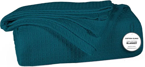 Vista 11 de Cotton Clinic Manta de cama de punto gofre, 100% algodón, para todas las estaciones, suave, transpirable, ligera, capa perfecta para sofá, cama