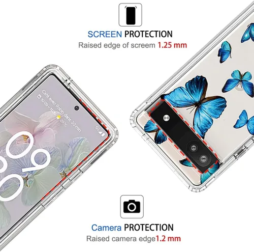 Vista 2 de Funda para Pixel 6A, (no compatible con Pixel 6) GX7AS con protector de pantalla de vidrio templado, suave 360 cuerpo completo a prueba de golpes