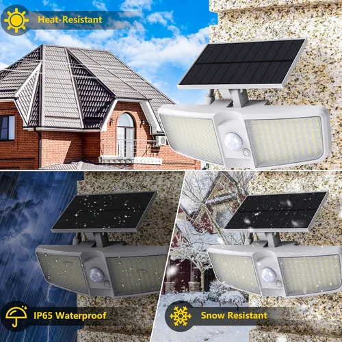 Vista 6 de Reflectores solares para exteriores con sensor de movimiento de 6500 K con control remoto, 180 LED impermeables, luz solar de seguridad al aire