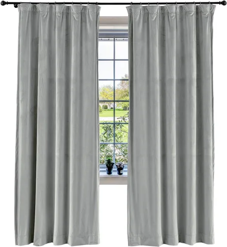 Vista 57 de cololeaf Panel de cortinas opacas de terciopelo con forro para cine en casa, cortina de ganchos planos para barra transversal o pista, 100 pulgadas