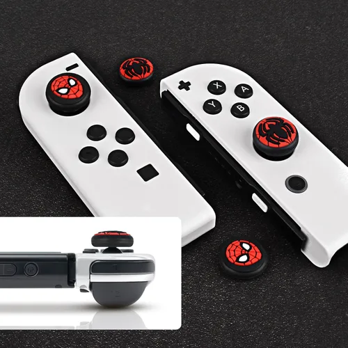 Vista 5 de DLseego Tapas de agarre de pulgar de araña para interruptorSwitch LiteSwitch OLED Joy Con Cool Movie Comic Hero Console analógico Joystick cubierta