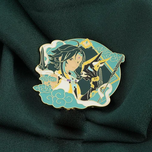 Vista 6 de Broche de pines esmaltados de la serie de juegos, colección de pines de solapa de metal para cosplay, anime Genshin Merch Keqing Xiao exquisitos