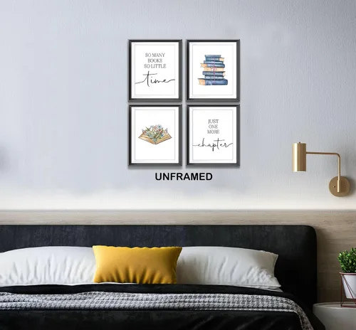 Vista 4 de AEHIE So Many Books So Little Time - Póster de pared con texto en inglés "Just One More Chapter Poster Prints for Reading Corner Decoration", cita