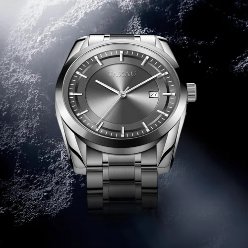 Vista 9 de Taxau Watch for Men, Waterproof Date Dress Large Face Classic Men's Wrist Watch, Minimalist Stainless Steel Analog Quartz Men's Silver Watch