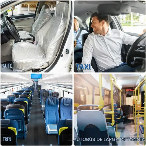 Vista 6 de 100 fundas de asiento desechables, fundas universales de plástico desechables para asientos de avión, sillas de salón, asientos de restaurante