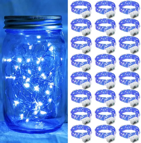 Vista 91 de Paquete de 6 luces de hadas a pilas con temporizador remoto, 8 modos de iluminación, 7 pies, 20 luces LED impermeables para Halloween, Navidad