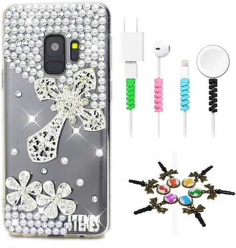 Vista 10 de Sparkle Funda compatible con Samsung Galaxy J2 Prime – Elegante funda 3D hecha a mano con diseño de estrella de mar y paloma de mar y paloma
