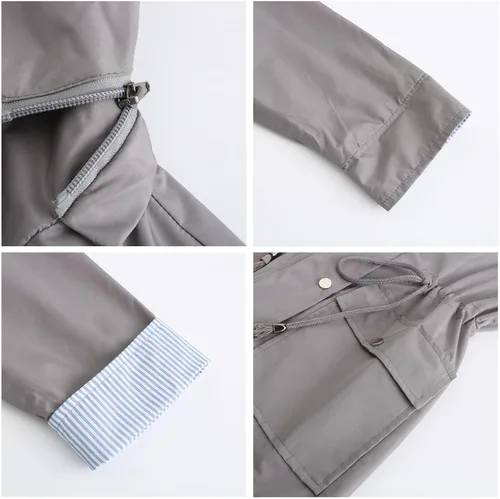 Vista 6 de MODFUL Chubasquero impermeable para mujer, chaqueta impermeable con capucha ligera