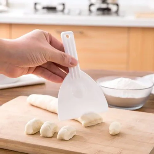 Vista 6 de 2 piezas de raspadores de mango de plástico para pasteles, crema para pasteles, pasta de pasteles, cortador de pizza, raspadores de alimentos
