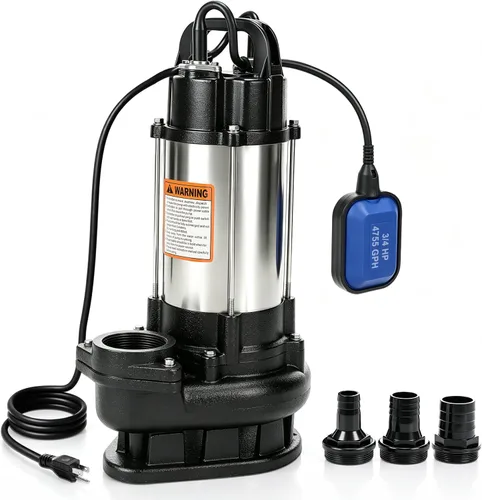Vista 9 de Bomba sumergible de aguas residuales de 1/3 HP, bomba de sumidero 120V
