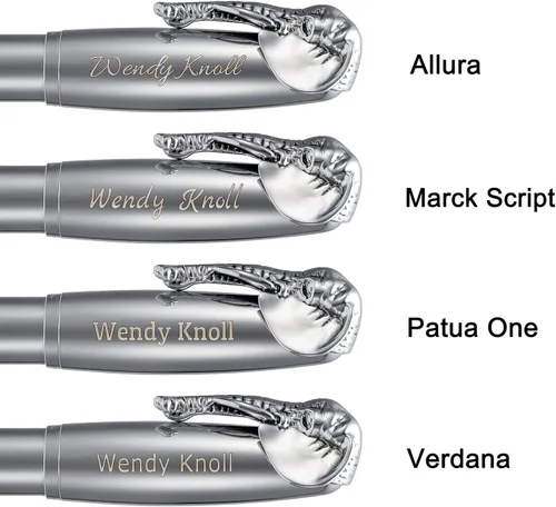 Vista 3 de Fuliwen - Pluma estilográfica personalizada de punta media, cuerpo de acero inoxidable plateado, patrón de elefante, regalo personalizado con bolsa