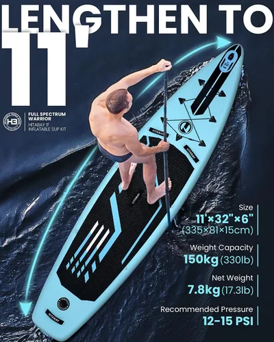 Vista 2 de [Usado] Inflatable Stand Up Paddle Board with Premium SUP Accessories & Camera Mount, Inflatable Ultra-Light (17.3lbs) Paddle Board for Adults &