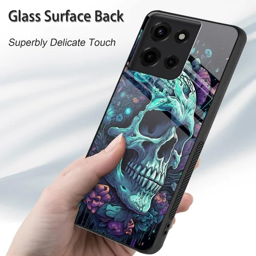 Vista 180 de Funda para Motorola Moto Edge 2022, cubierta trasera de vidrio templado con protector de pantalla, funda protectora a prueba de golpes para Motorola