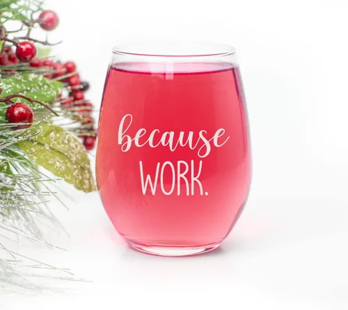 Vista 2 de HTDesigns Regalo de copa de vino sin tallo, regalo para compañero de trabajo, regalo para secretaria, regalo para jefe, regalo para empleado, regalo