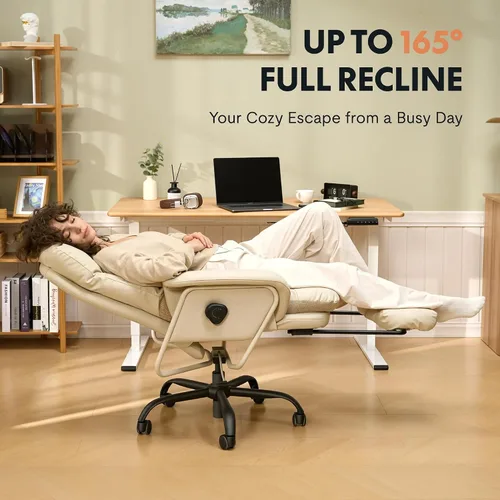 Vista 5 de Silla de oficina ergonómica FLEXISPOT con reposapiés, silla de escritorio de computadora de respaldo alto, silla de salón interior con ruedas
