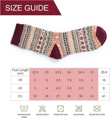Vista 4 de FYC Winter Womens Socks Wool Warm Thick Knit Cozy Crew Casual Vintage Soft Socks for Women Christmas Gifts Socks 5 Pairs