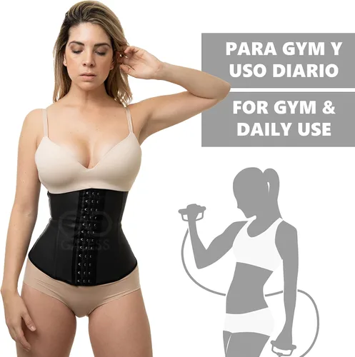 Vista 7 de Entrenador de cintura para mujer, 3 ganchos, cinturón moldeador de cintura de látex, tipo faja colombiana estilo cereza Galess