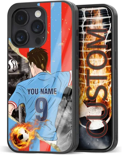 Vista 23 de Fundas personalizadas con nombre y número de fútbol para iPhone 11, 12, 13, 14, 15, 16, 17, 16 Pro Max Plus Mini, Samsung Galaxy Note10 Note20 S8 9