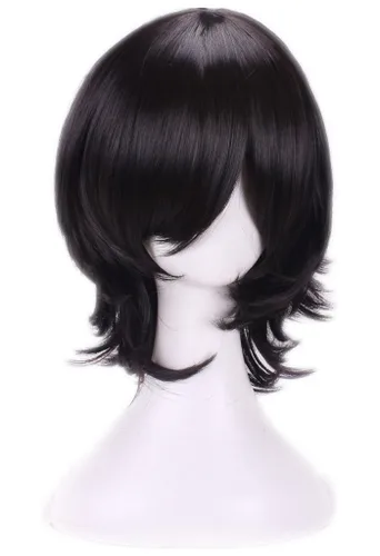 Vista 3 de Peluca de cosplay, de fiesta, Aneshe corto para hombre, peluca de cabello en capas para de anime, Negro