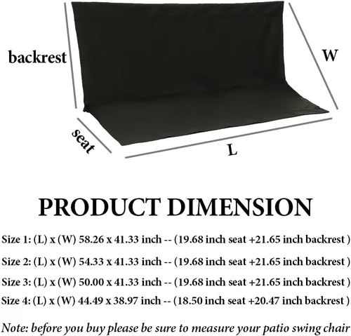Vista 2 de Funda de repuesto para columpio de patio de 2/3 asientos, fundas de repuesto impermeables y resistentes, para asiento de columpio de 44.49 x 38.97