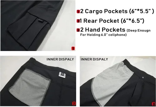 Vista 6 de MAGCOMSEN Pantalones de senderismo para hombre, 5 bolsillos grandes, convertibles, con cremallera, de secado rápido, ligeros, pantalones de trabajo