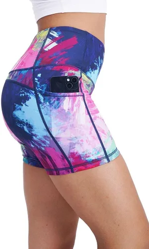 Vista 2 de Tough Mode Pantalones cortos deportivos súper suaves de 5 pulgadas para mujer, con bolsillos, para ciclismo, fitness, entrenamiento, correr, yoga