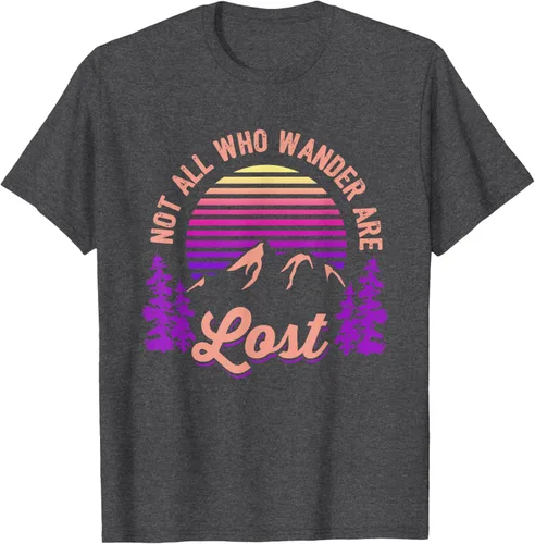 Vista 28 de Not All Who Wander Are Lost Vintage Mountains - Camiseta de senderismo, Negro, S