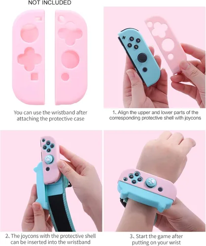 Vista 8 de NANANINO Dance Switch Wristband, Wrist Bands for Dance Switch 2023 2022 2021 2020 2019, Adjustable Elastic Straps for Joy-Cons Controller - PinkBlue
