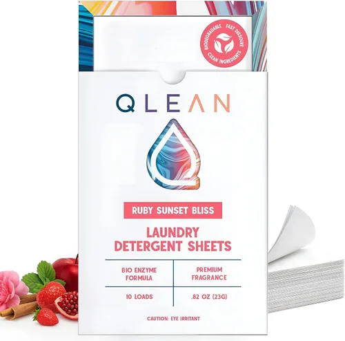 Vista 15 de QLEAN Hojas de detergente para ropa Sweet Summer (10 cargas) – Paquete de viaje tiras de lavandería biodegradables a base de plantas, aptas