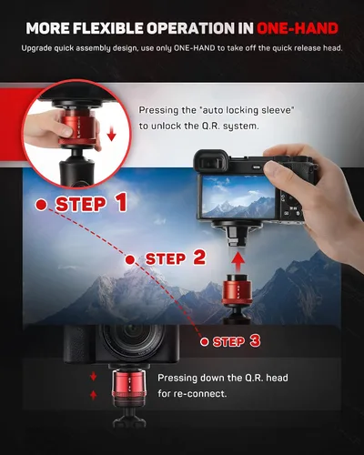 Vista 2 de IFOOTAGE Cobra 3 Base Aluminio Mini Trípode de Escritorio para Cámara Trípode pequeño de mesa con tornillos de 1/4" y 3/8" compatible con cámaras
