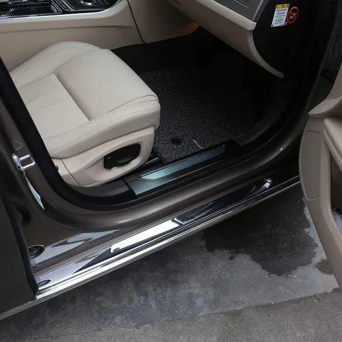 Vista 4 de YIWANG 304 acero inoxidable umbral de puerta Scuff Plate Insert Trim 4pcs para Jaguar XF 2016-2019