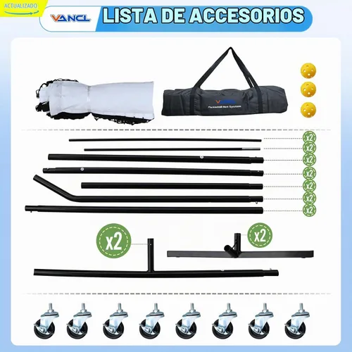 Vista 2 de Pro Pickleball Net Portable with Wheels – 22ft Heavy Duty Pickleball Net System with Sturdy Aluminum Frame for Outdoor & Indoor – Nylon Net &