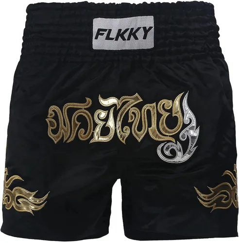 Vista 3 de FLKKY Muay Thai - Pantalones cortos de boxeo para hombres y mujeres, de alta calidad, para entrenamiento de artes marciales, gimnasio, boxeo