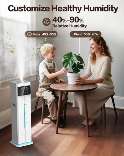 Vista 3 de Humidificadores de niebla fría para dormitorio, ultrasónico de 2.4 galones (9L), llenado superior silencioso, fácil limpieza con bandeja de aceite