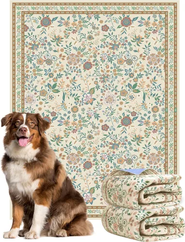 Vista 17 de Almohadillas lavables para orina para perros, paquete de 2 almohadillas reutilizables súper absorbentes para cachorros con patrones de flores Verde