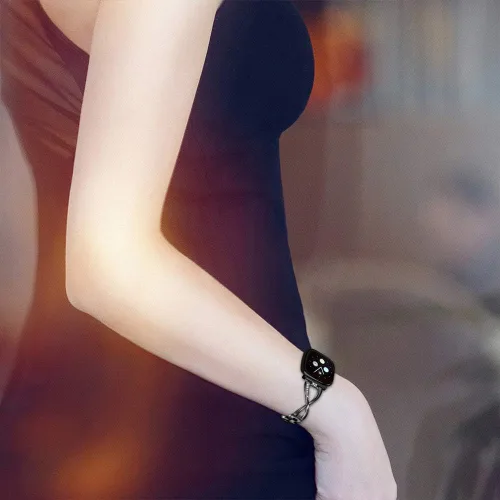 Vista 4 de FitTurn Compatible con Fitbit Versa 4/Sense 2/Versa 3/Sense Band para mujer, correa de repuesto de metal con diamantes de imitación de cristal