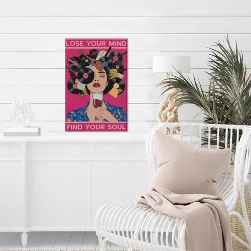 Vista 4 de Lienzo decorativo para pared con texto en inglés "Lose Your Mind Find Your Soul", arte de pared con citas inspiradoras para la salud mental, pintura