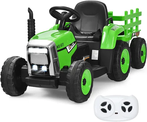 Vista 11 de DORTALA Tractor de paseo para niños con remolque (negro)
