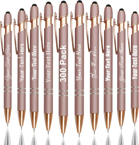 Vista 11 de Hasta 300 bolígrafos personalizados a granel con nombre personalizado con grabado gratis, puntas de lápiz capacitivo grabado, bolígrafo