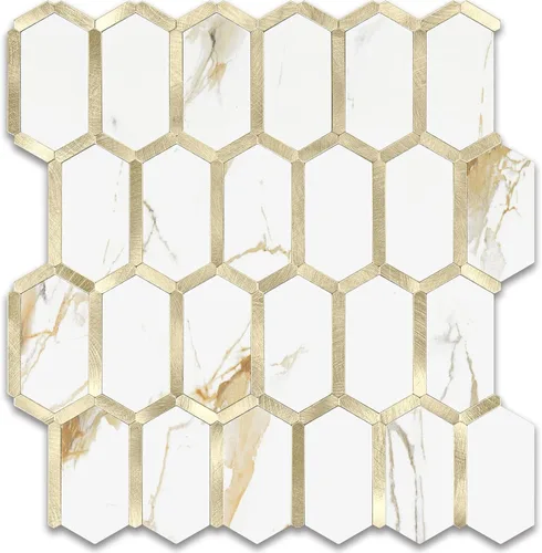 Vista 8 de Vamos Tile - Azulejo de salpicaduras de pelar y pegar hexagonal largo para cocina y baño - 1 hoja de adhesivo para salpicaduras en la pared de 12.4