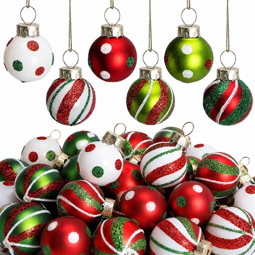 Vista 9 de 24 mini adornos de bolas de cristal de Navidad, mini bolas colgantes de Estilo B
