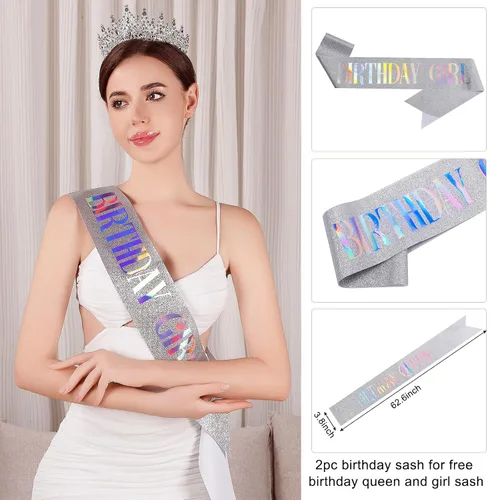 Vista 4 de Tiara para mujer, coronas de reina de cristal, tiaras de princesa con diamantes de imitación, accesorios para el cabello real perfectos para Plateado